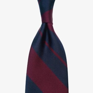 Shibumi Firenze navy and burgundy repp striped silk tie
