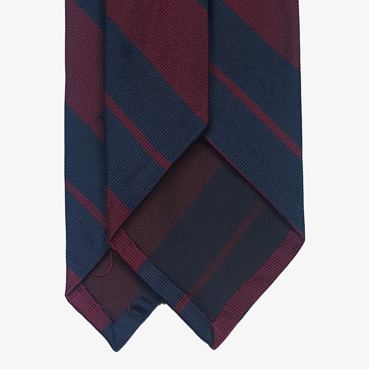 Shibumi Firenze navy and burgundy repp striped silk tie