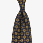 Shibumi Firenze navy silk tie with floral pattern