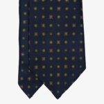 Shibumi Firenze 50oz tamsiai mėlynas šilkinis kaklaraištis su gėlių raštu