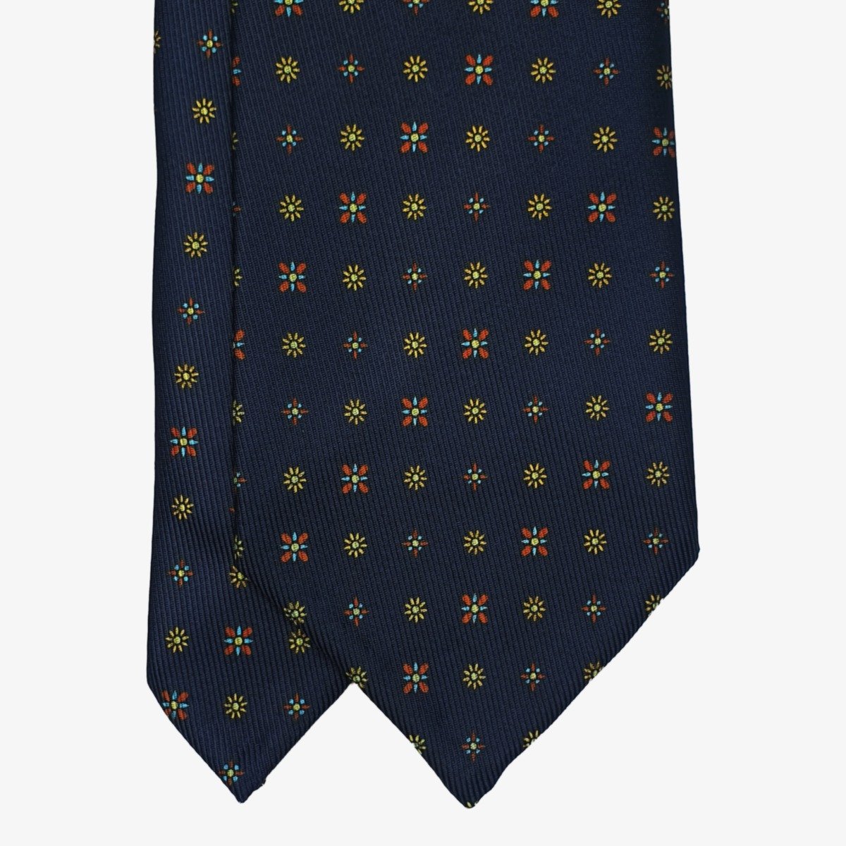 Shibumi Firenze 50oz navy blue silk tie with yellow flowers