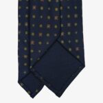 Shibumi Firenze 50oz navy blue silk tie with yellow floral pattern