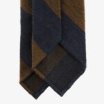 Shibumi Firenze mėlynas ir rudas dryžuotas shantung šilko kaklaraištis