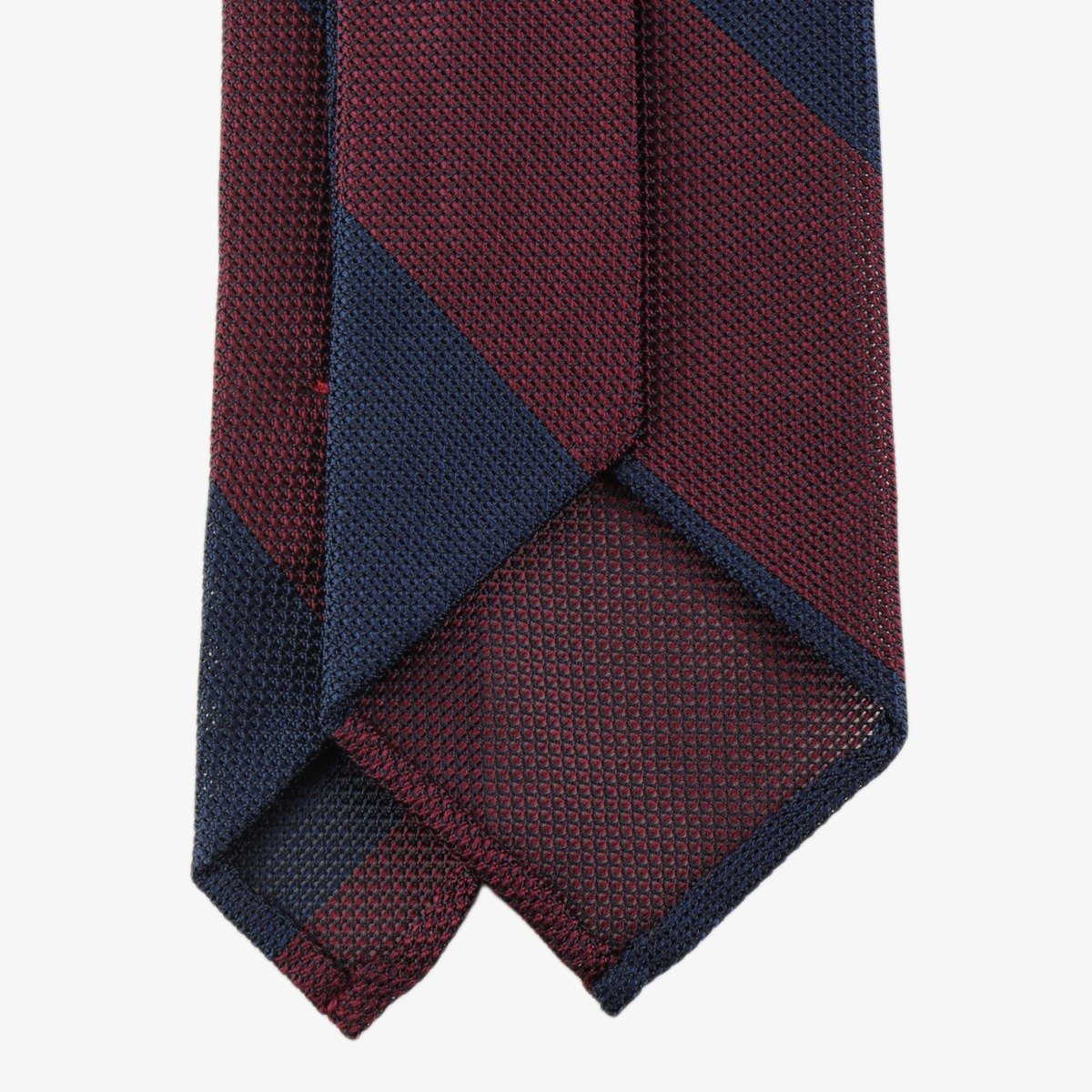 Shibumi Firenze Navy and burgundy block stripe grenadine silk tie