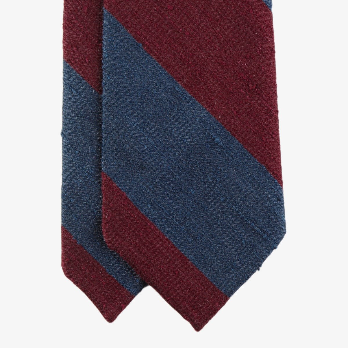 Shibumi Firenze navy and burgundy block stripe shantung silk tie