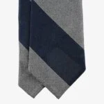 Shibumi Firenze navy and grey block stripe grenadine silk tie
