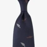 Shibumi Firenze navy jacquard silk tie with floral pattern
