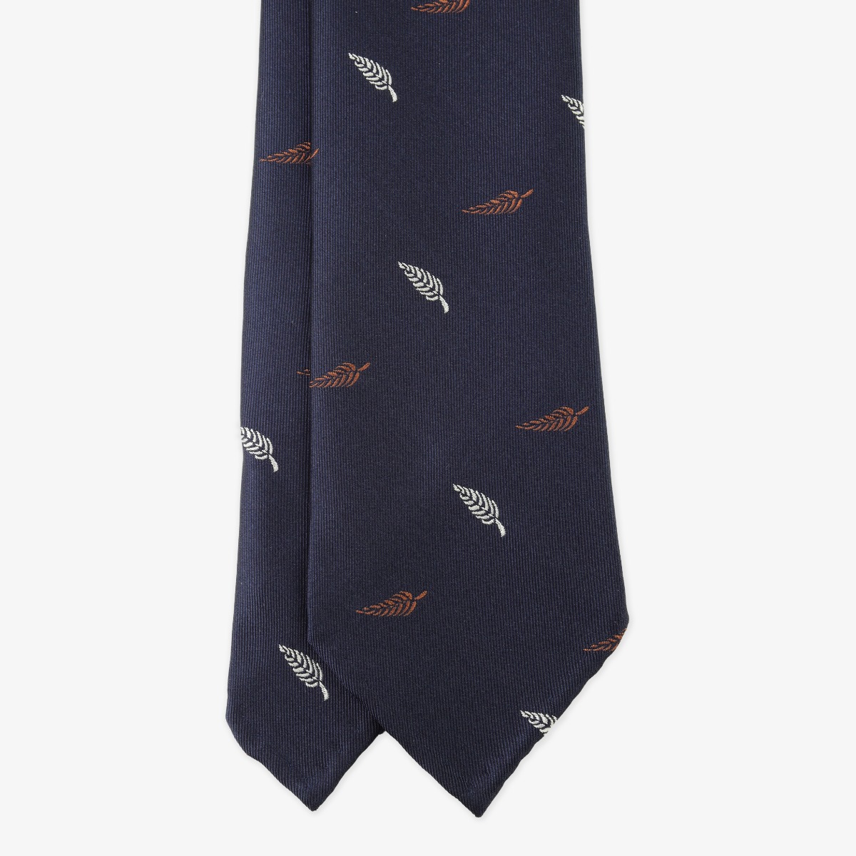 Shibumi Firenze navy jacquard silk tie with floral pattern