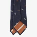 Shibumi Firenze navy jacquard silk tie with floral pattern