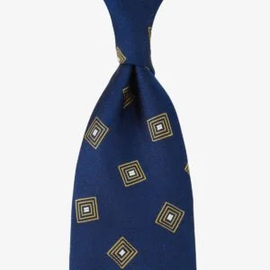 Shibumi Firenze navy Japanese silk tie with geometric pattern