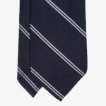 Shibumi Firenze navy repp striped silk tie with white stripes