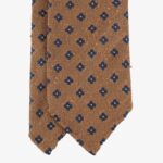 Shibumi Firenze ochre shantung silk tie with navy floral pattern