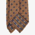 Shibumi Firenze ochre shantung silk tie with navy floral pattern