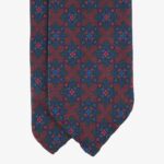 Shibumi Firenze red Ancient Madder silk tie with green and blue medallion pattern
