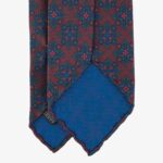 Shibumi Firenze red Ancient Madder silk tie with green and blue medallion pattern