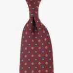 Shibumi Firenze red silk tie with blue and white floral pattern