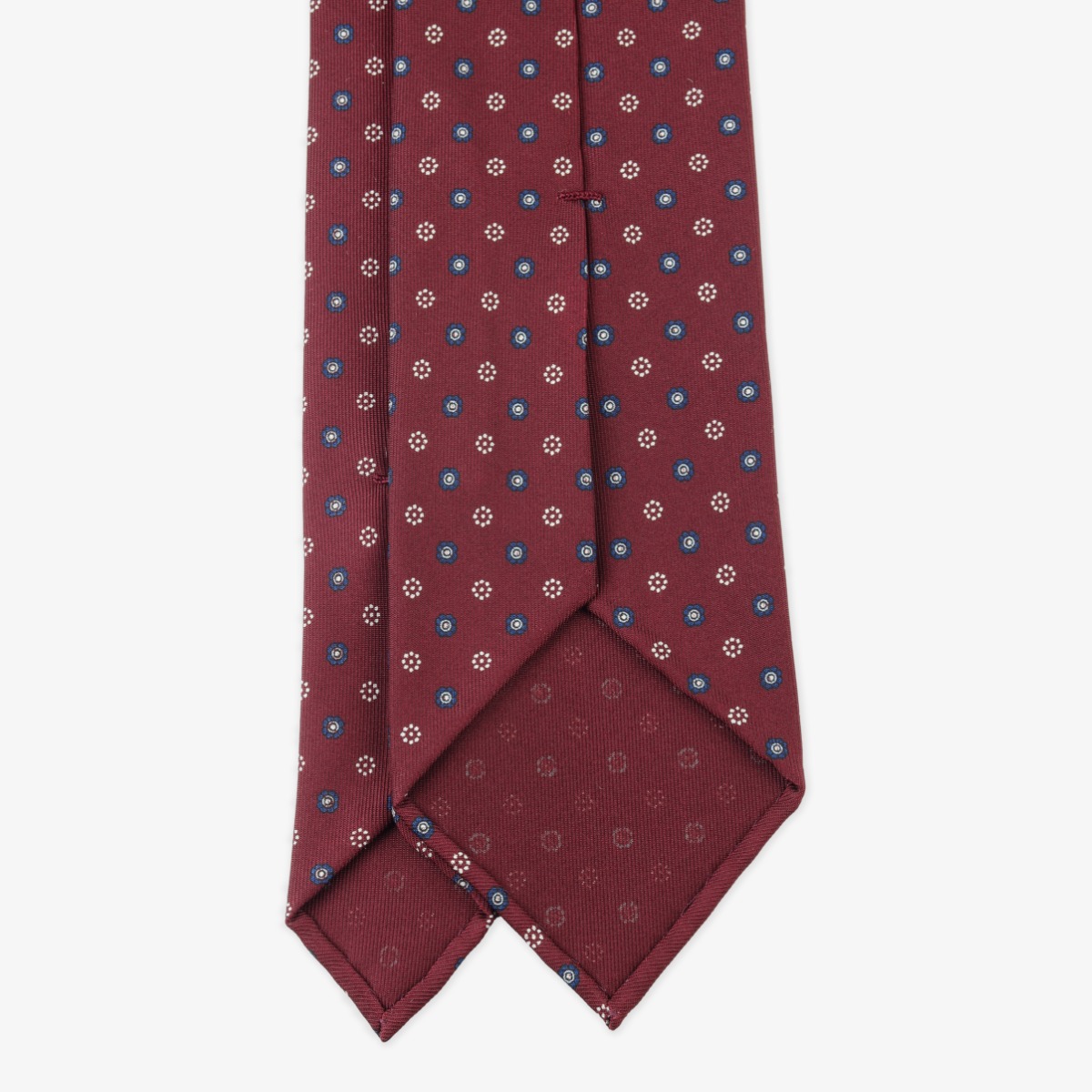 Shibumi Firenze red silk tie with blue and white floral pattern