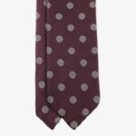 Shibumi Firenze wine Japanese jacquard repp silk tie with white floral pattern