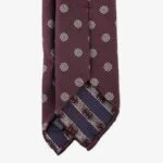 Shibumi Firenze wine Japanese jacquard repp silk tie with white floral pattern