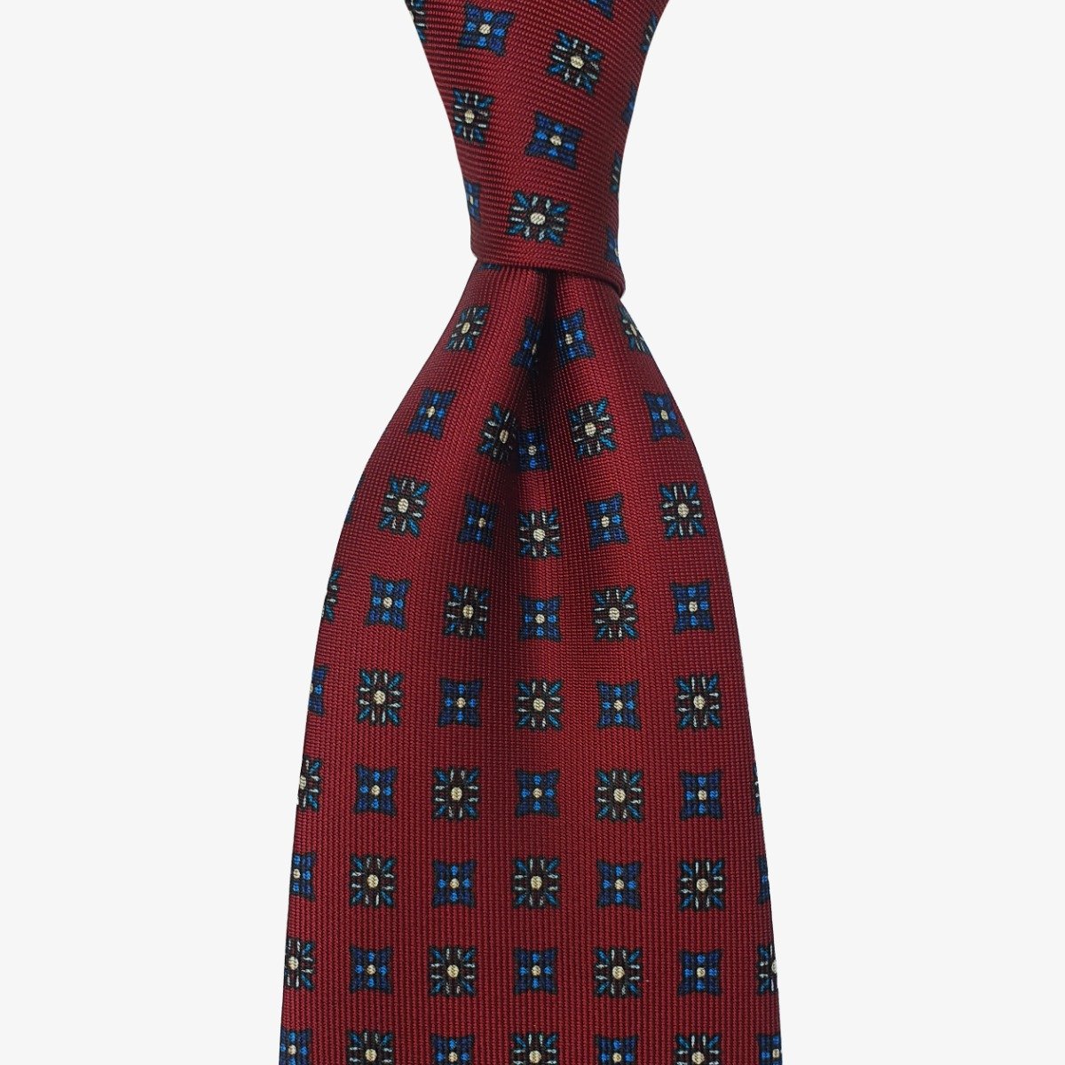 Shibumi Firenze wine silk tie with blue floral pattern