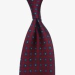 Shibumi Firenze wine silk tie with blue floral pattern II