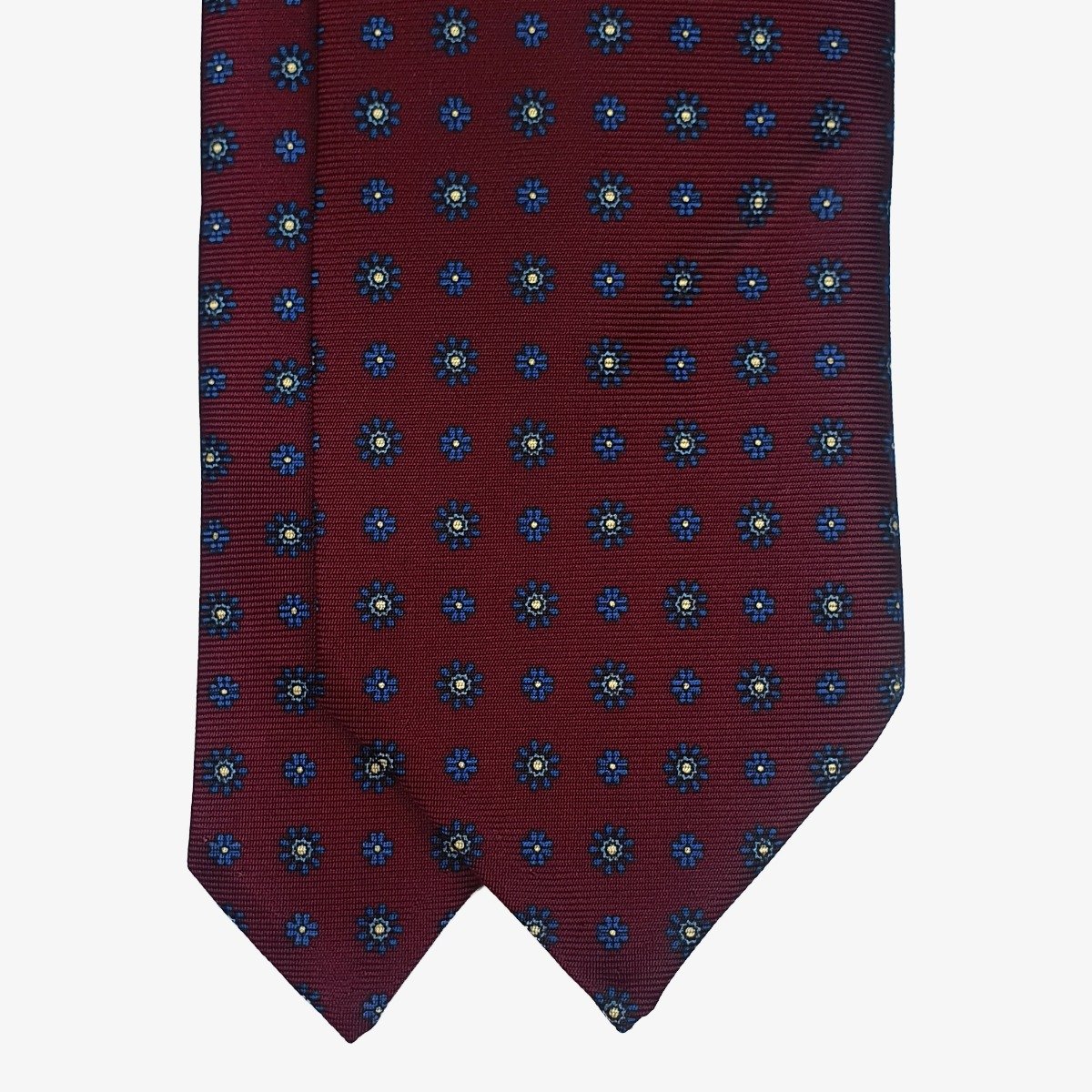 Shibumi Firenze wine silk tie with blue floral pattern II