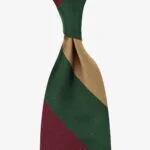 Shibumi Firenze geltonas žalias raudonas dryžuotas šilkinis kaklaraištis