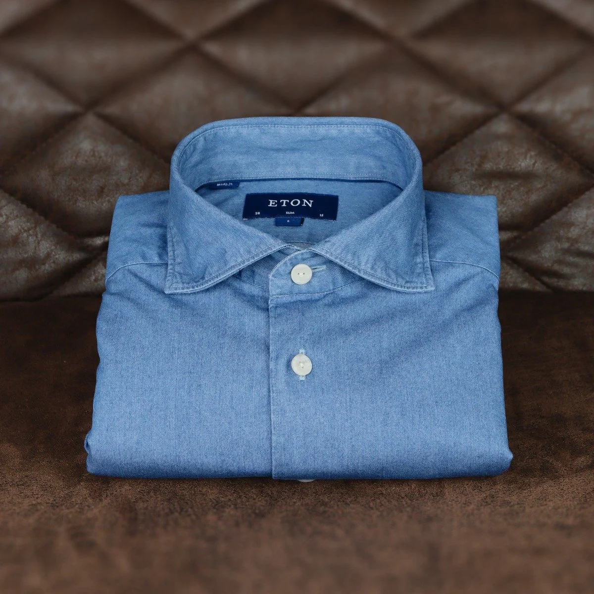 5 vyriški klasikiniai marškiniai - Mėlyni džinsiniai marškiniai