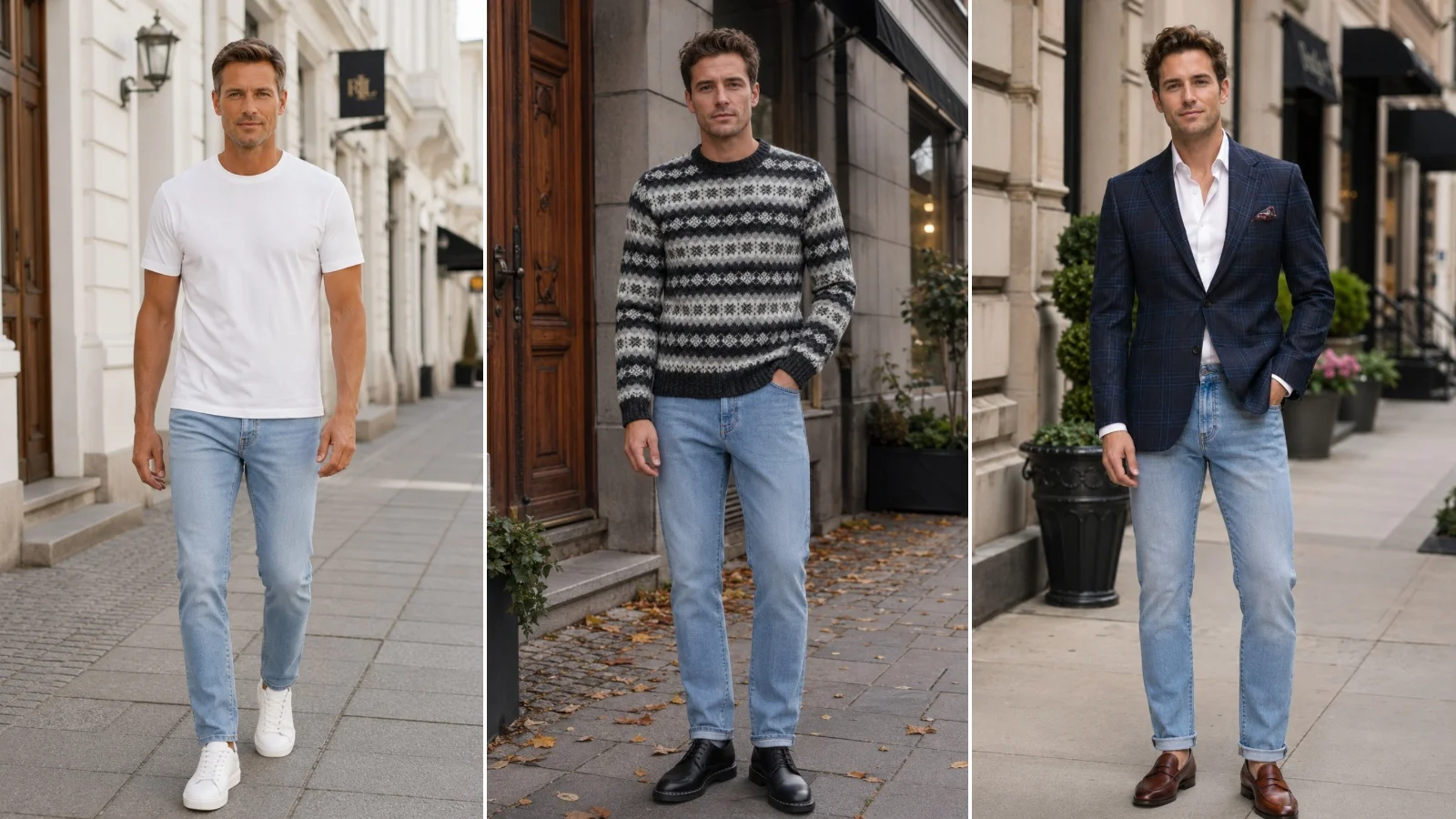 dressing casual with jeans Four outfit ideas for work with jeans and comfortable shoes! , These smart casual outfits are petite-friendly and are shown unaltered on me at 410. The jeans in this post have a 26 inseam. , The