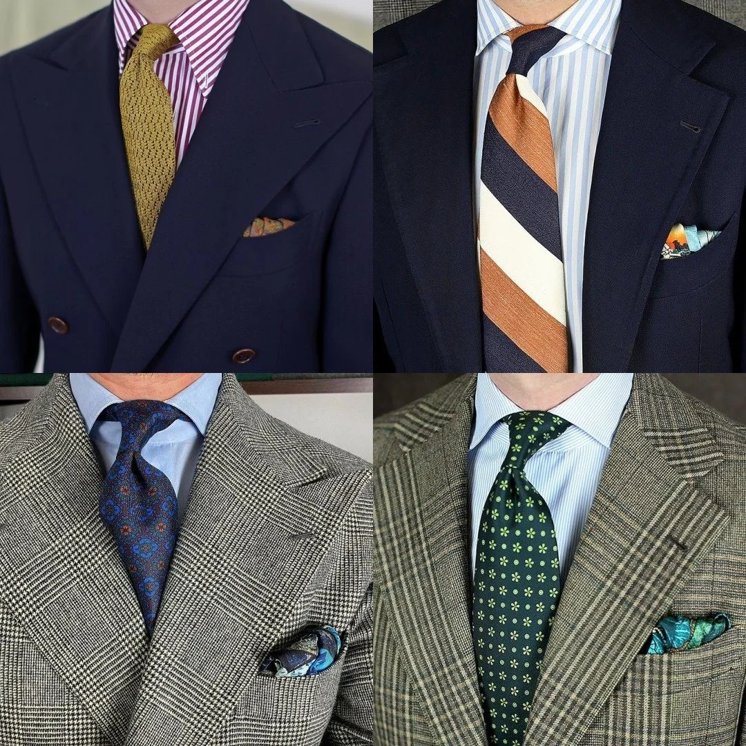 Tie and pocket square in similar colors