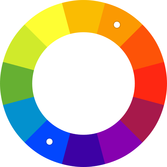 Spalvų ratas - priešingų spalvų schema