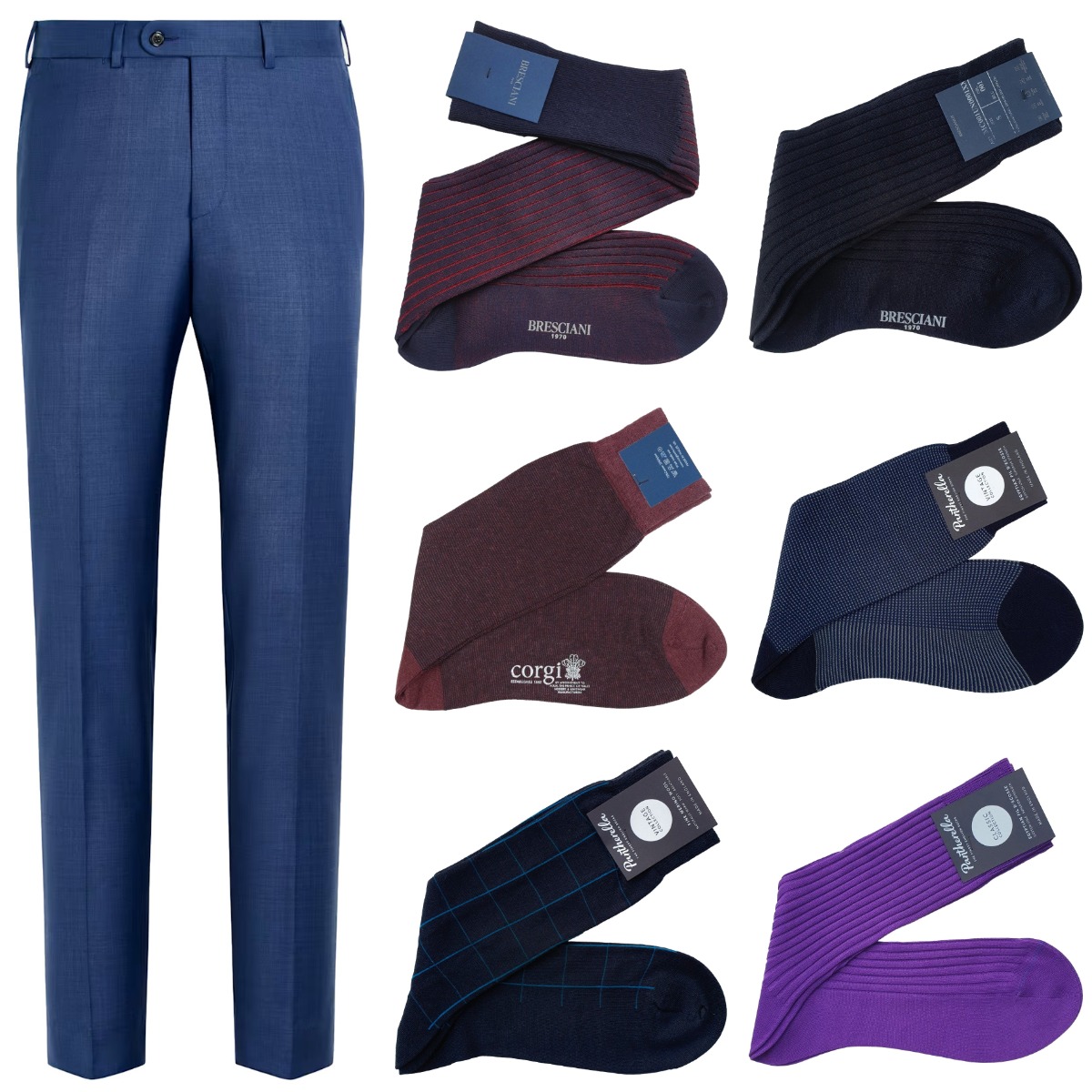 What color socks to wear with blue trousers