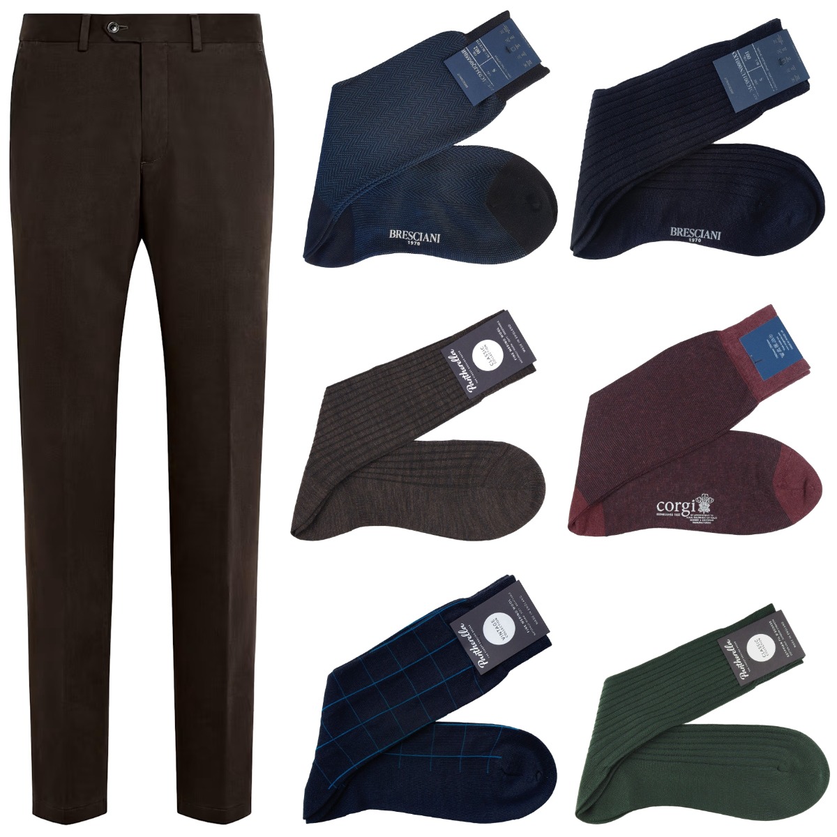 What color socks to wear with dark brown trousers