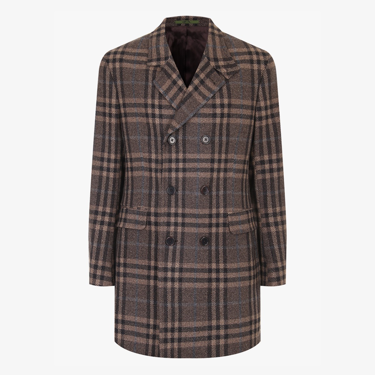 BML Brown Wool And Cashmere Glen Plaid Overcoat - The Noble Dandy