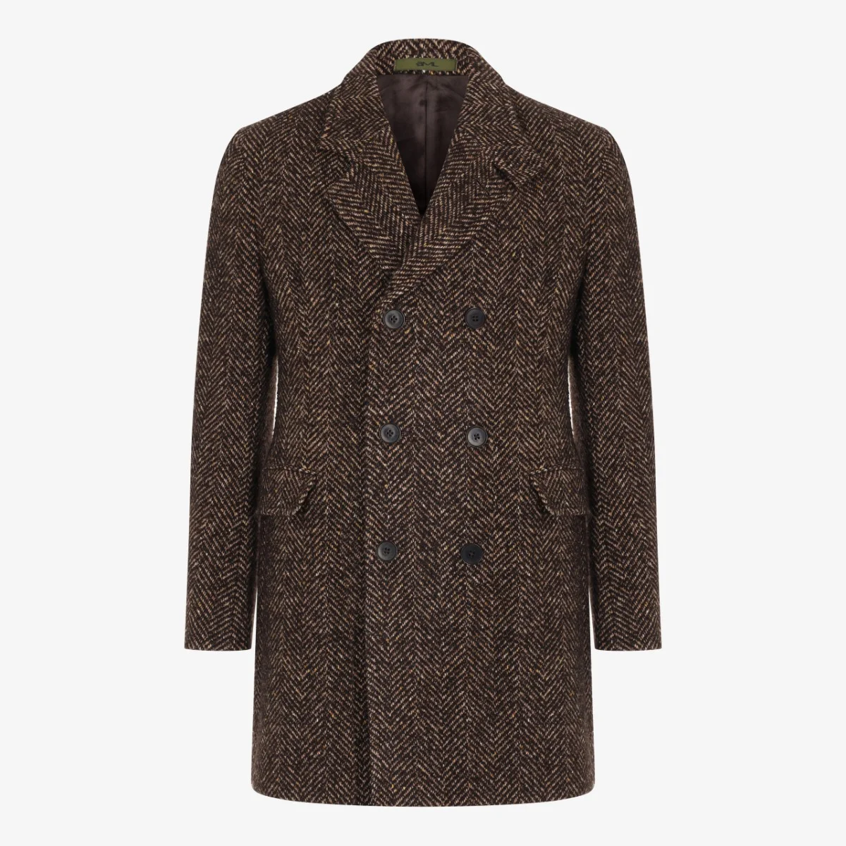 BML Brown Herringbone Wool Overcoat - The Noble Dandy