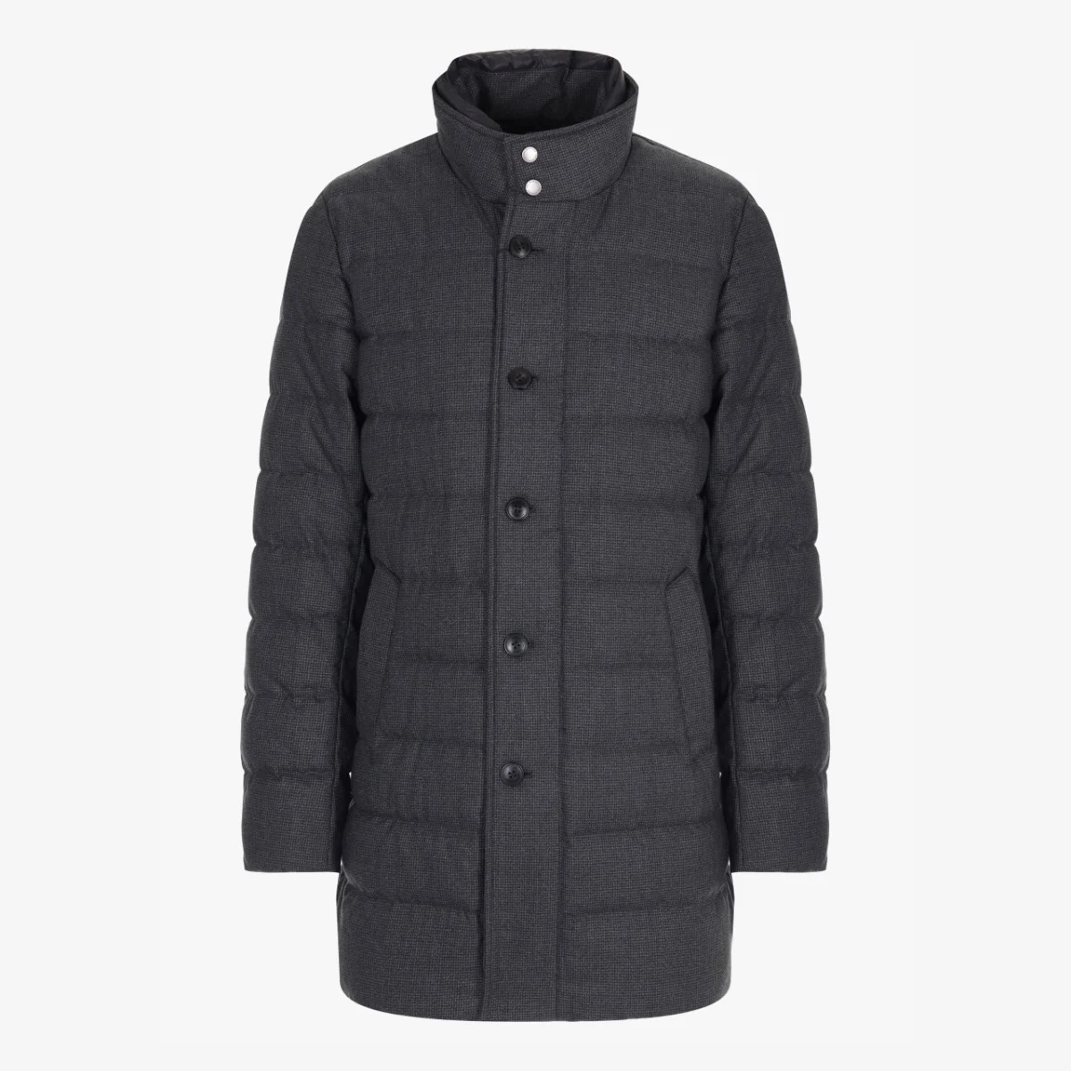 BML grey quilted merino wool down jacket