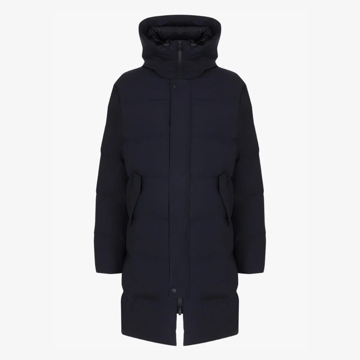 BML navy wool long quilted down parka