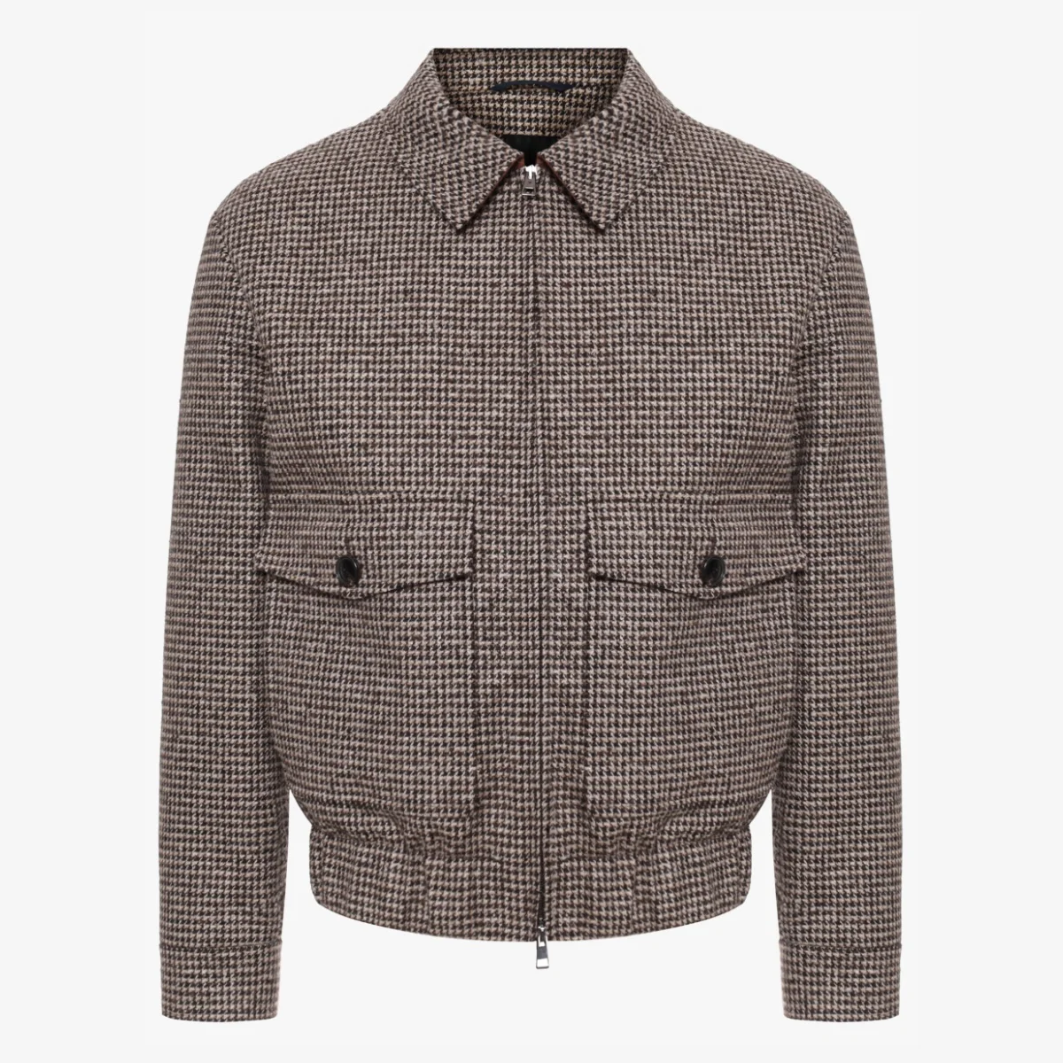 BML brown houndstooth wool zip jacket