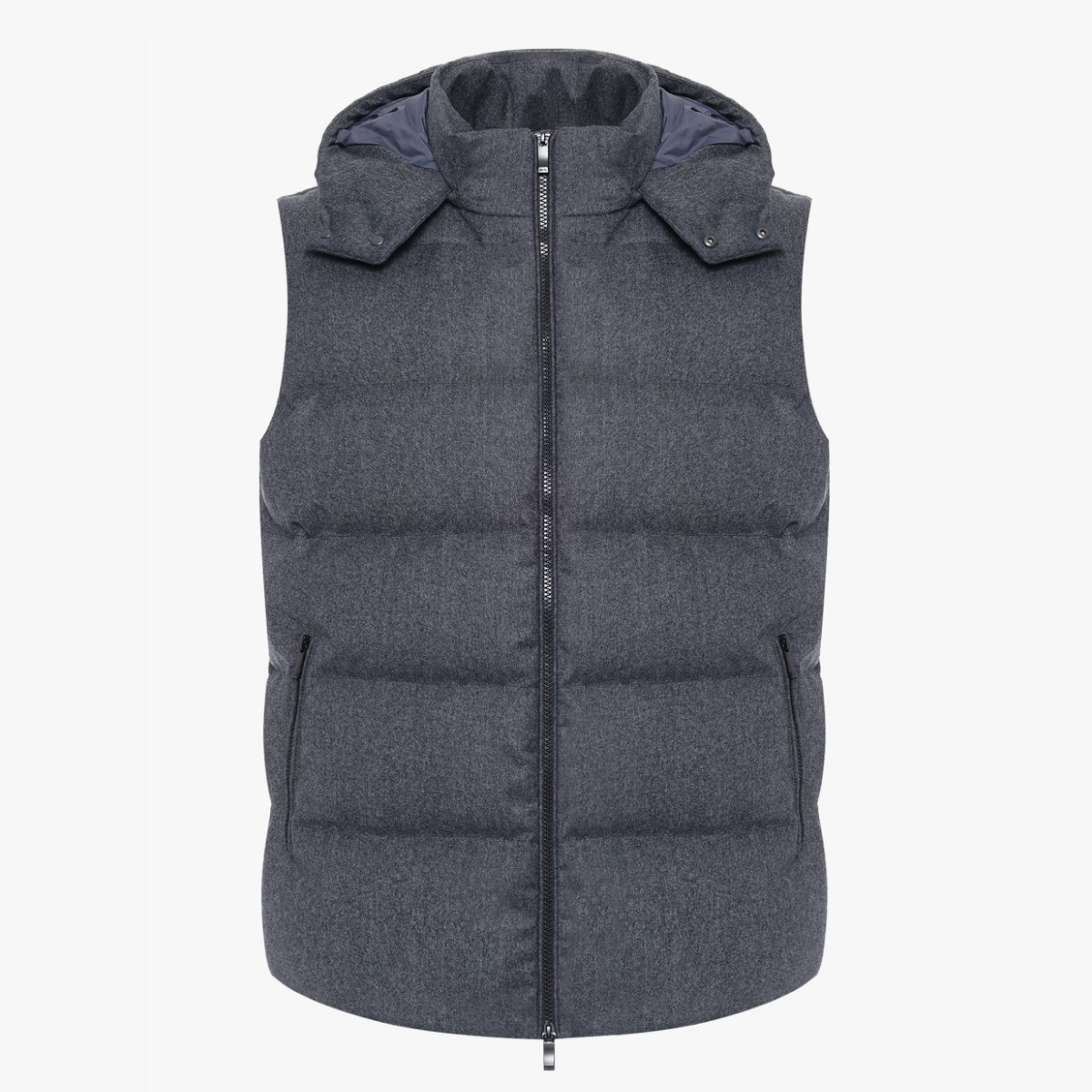 BML grey quilted wool down vest