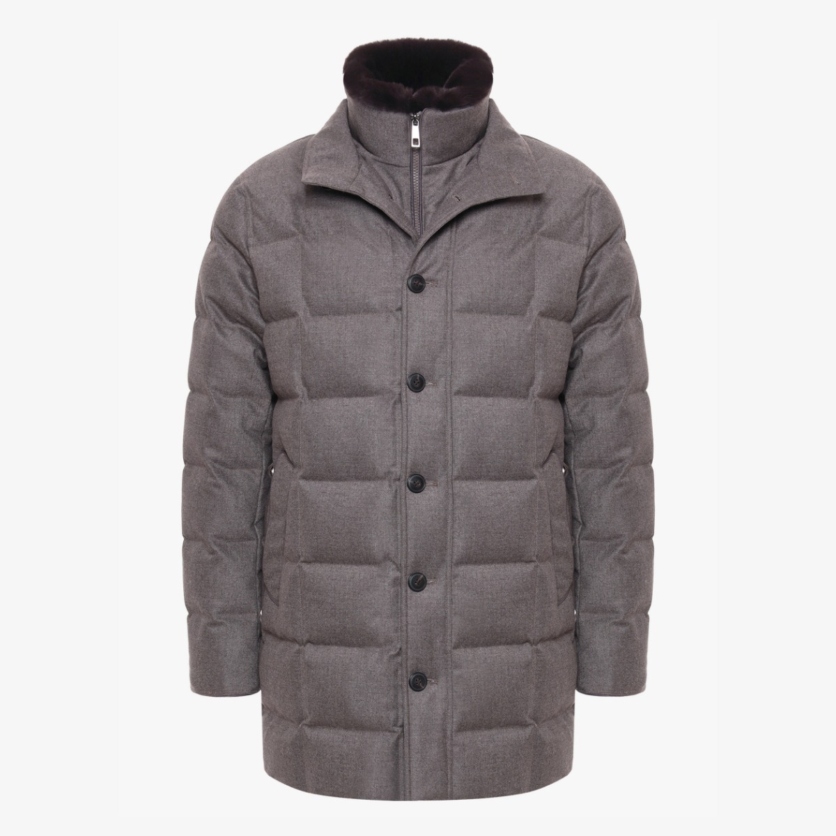 BML brown quilted wool down jacket
