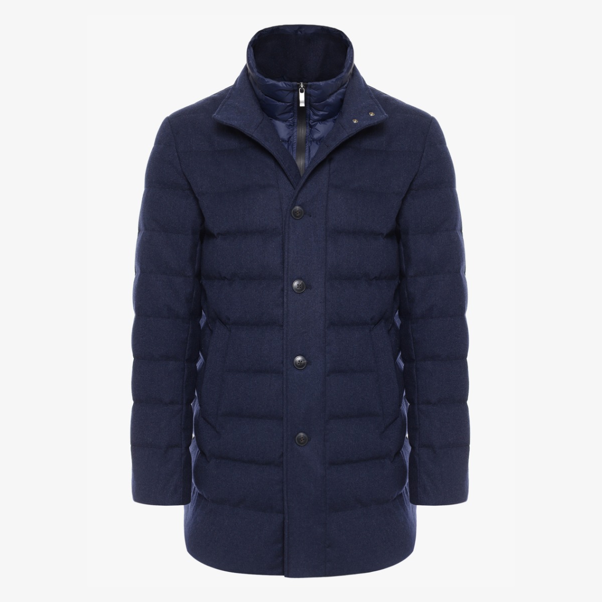 BML navy quilted wool down jacket