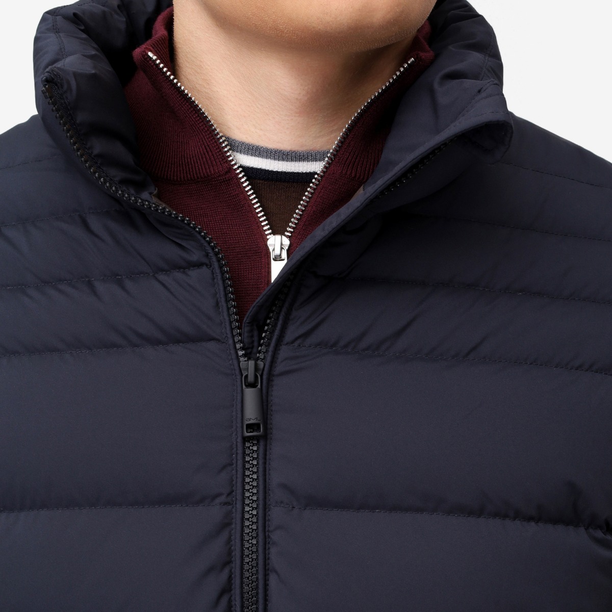 BML navy quilted short down jacket