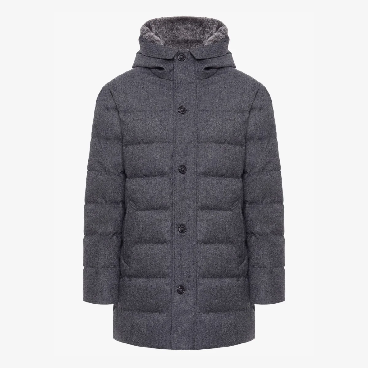BML grey quilted wool down jacket