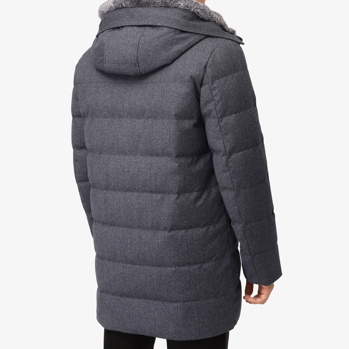 BML grey quilted wool down jacket