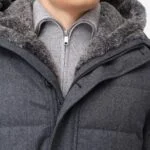 BML grey quilted wool down jacket