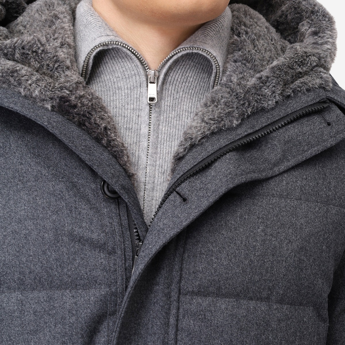 BML grey quilted wool down jacket