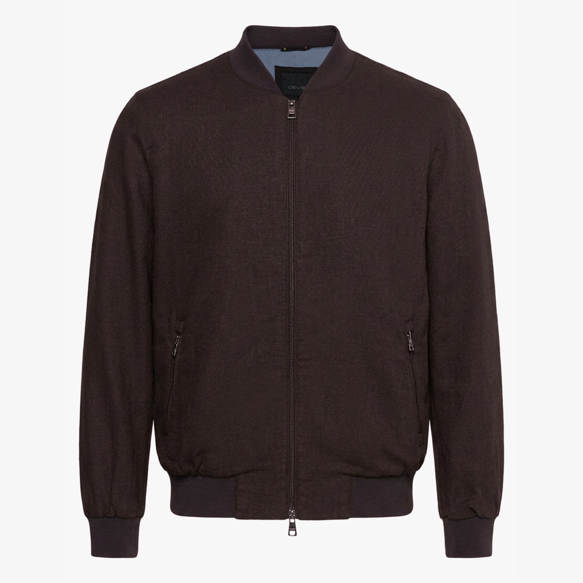 BML dark brown linen bomber jacket