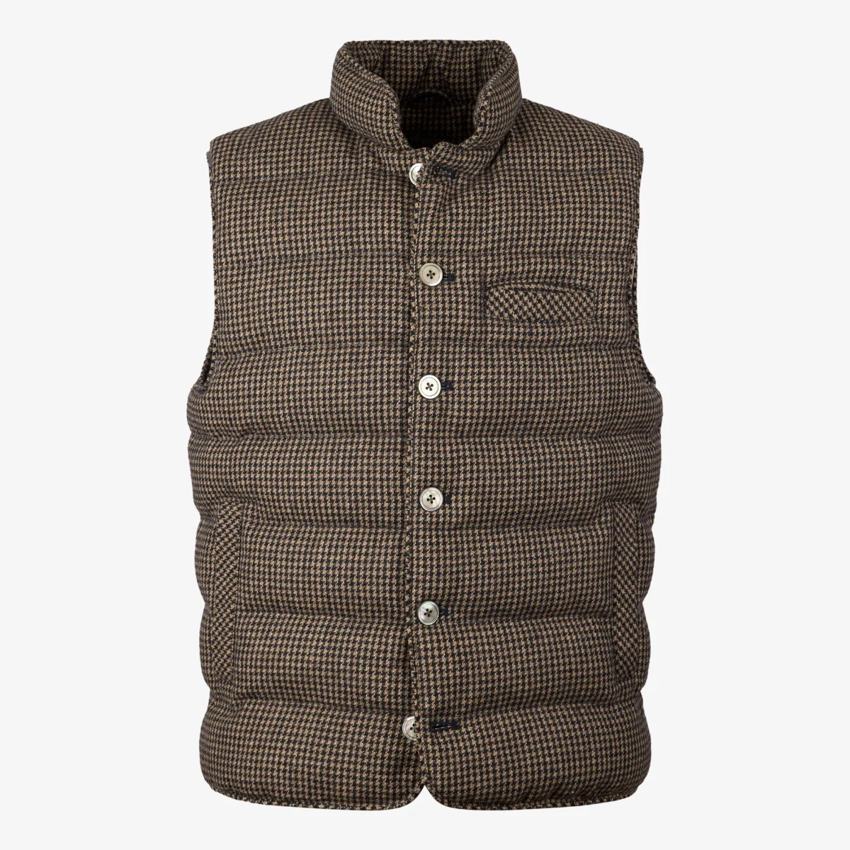 Stenströms brown houndstooth quilted wool gilet