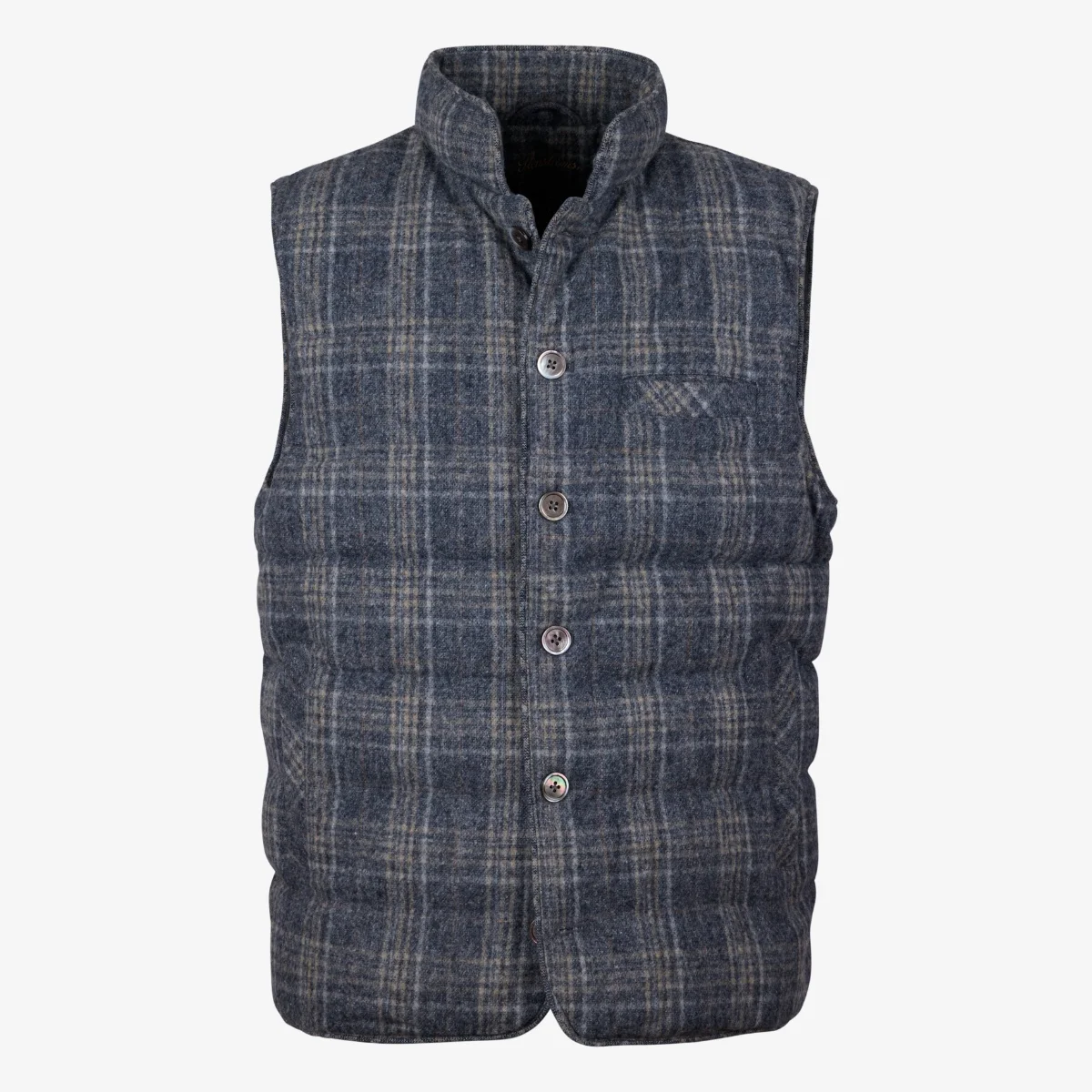 Stenströms grey checked quilted wool gilet