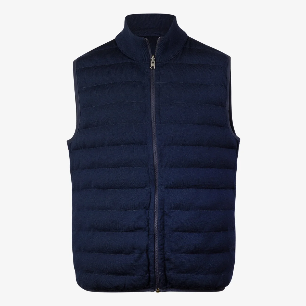 Stenströms navy reversible quilted merino wool zip gilet